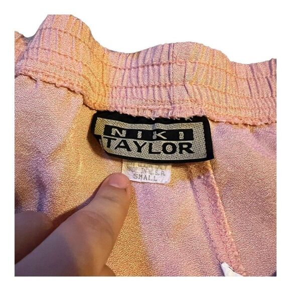 Vintage Niki Taylor Lounge Drawstring Pink / Gold Shorts Small Elastic Waistband - Picture 2 of 8
